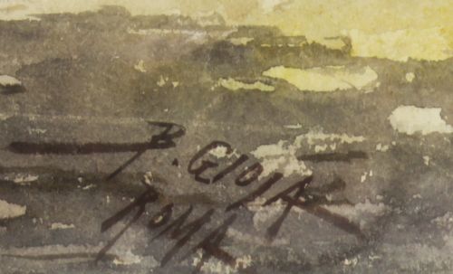 ANTIQUE WATER COLOUR THE ROMANTIC WALK BY BELISARIO GIOJA 19TH C - ADDITIONAL PHOTO 8
