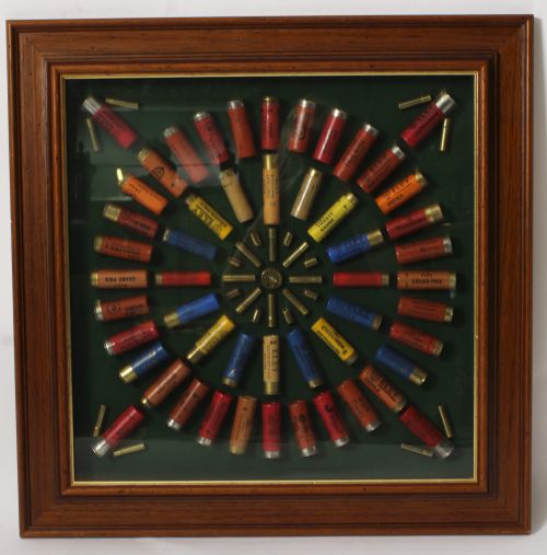 Antique Framed Display of Shotgun Cartrridges Circa 1920
