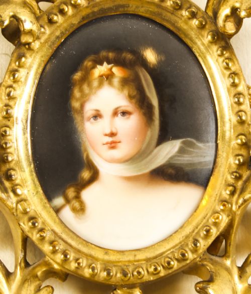 fig 1. Antique Porcelain Plaque Gilt Florentine Frame 19th C