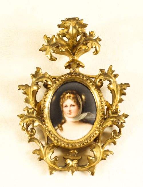 fig 3. Antique Porcelain Plaque Gilt Florentine Frame 19th C