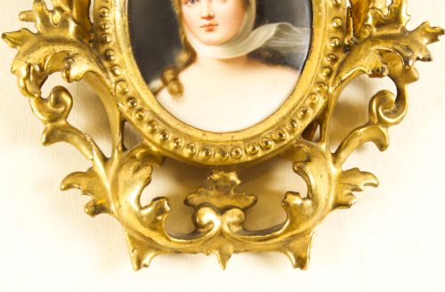 fig 4. Antique Porcelain Plaque Gilt Florentine Frame 19th C