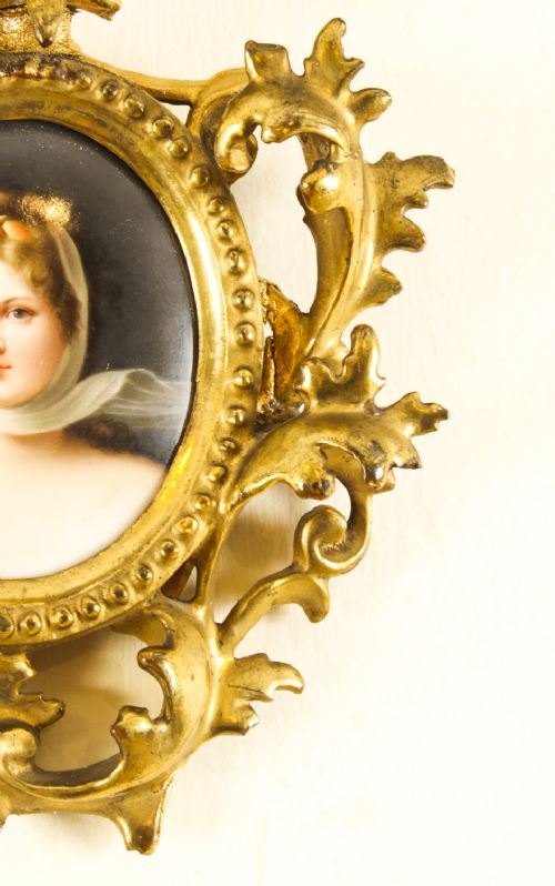 fig 5. Antique Porcelain Plaque Gilt Florentine Frame 19th C