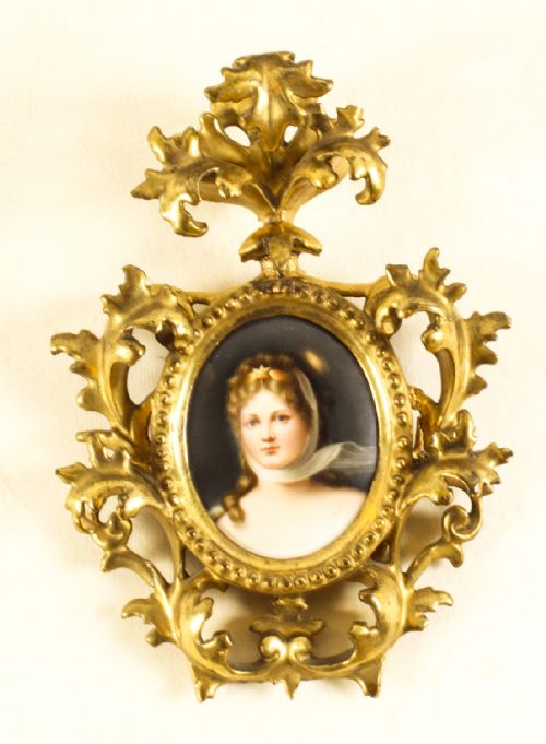 fig 6. Antique Porcelain Plaque Gilt Florentine Frame 19th C