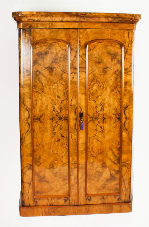 Antique Victorian Burr Walnut Two Door Wardrobe C1870
