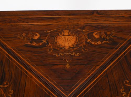 fig 4. Antique Victorian Marquetry Envelope Card Table c.1880 19th C