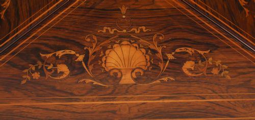 fig 6. Antique Victorian Marquetry Envelope Card Table c.1880 19th C