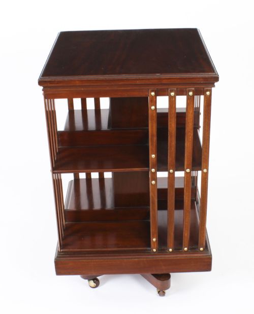 fig 2. Antique Revolving Bookcase Flame Mahogany c.1900