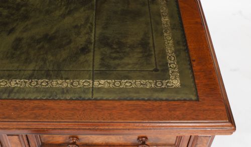 fig 4. Antique Burr Walnut Pedestal Desk by Gillow & Co c.1880 19th C