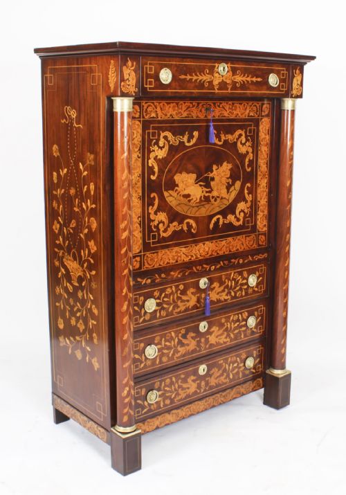 Antique Dutch Marquetry Secretaire Cabinet C1810 19th C
