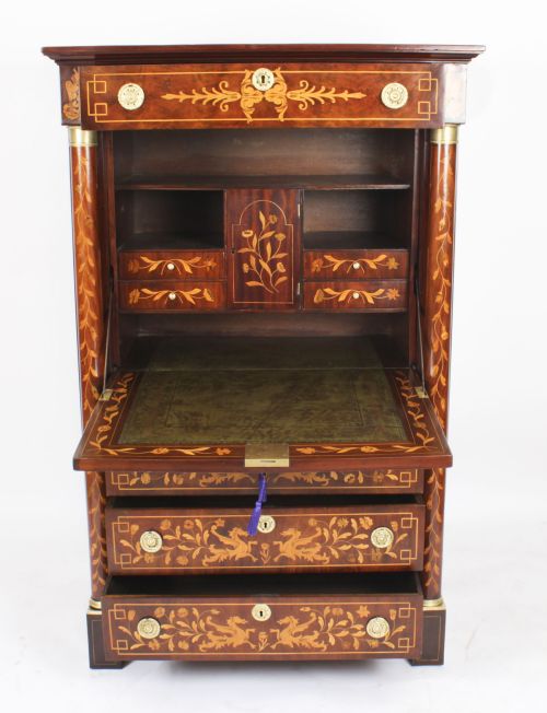 fig 2. Antique Dutch Marquetry Secretaire Cabinet C1810 19th C