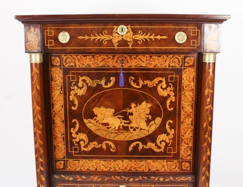 fig 3. Antique Dutch Marquetry Secretaire Cabinet C1810 19th C