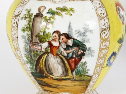 fig 2. Antique Pair Dresden Lidded Porcelain Vases & Covers Circa 1900

