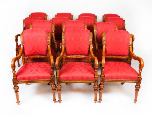 Antique Set 14 Irish Oak Open Armchairs C1840 19th C
