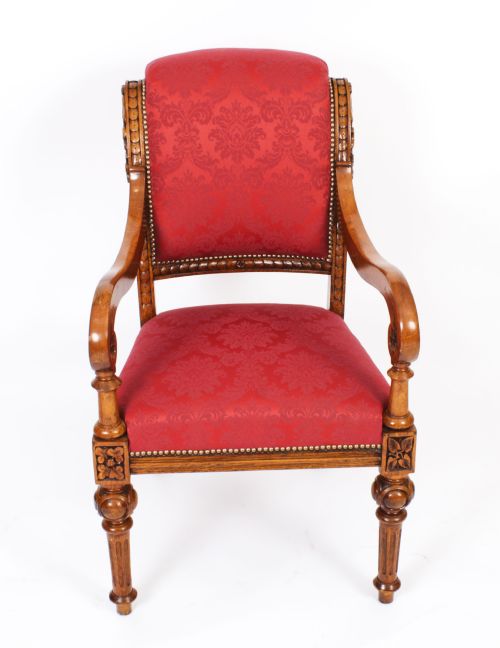 fig 3. Antique Set 14 Irish Oak Open Armchairs C1840 19th C