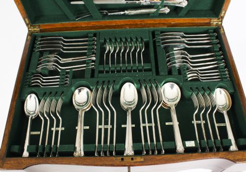 fig 5. Antique English Silver Plated Cased 151 Piece 8 Setting Canteen Cutlery C1920
