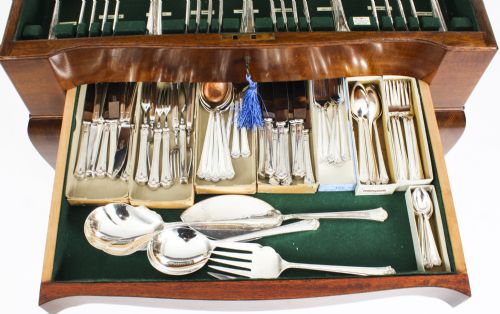 fig 6. Antique English Silver Plated Cased 151 Piece 8 Setting Canteen Cutlery C1920