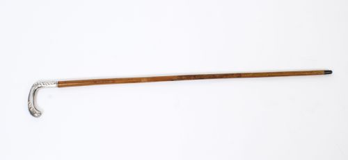Antique French Art Noveau Silver Ebonized Walking Cane Stick Circa 1890
