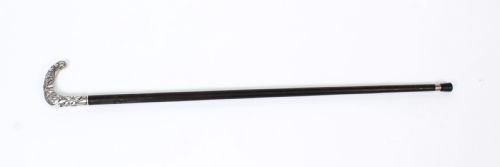 Antique French Art Noveau Silver Walking Cane Stick 19th Century
