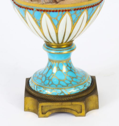 ANTIQUE PAIR OF FRENCH BLEU CELESTE PORCELAIN URNS 19TH CENTURY - ADDITIONAL PHOTO 23