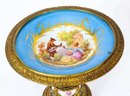 fig 4. Antique Pair French Ormolu Mounted Sevres Porcelain Tazzas 19th C