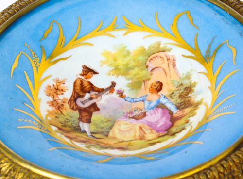 fig 5. Antique Pair French Ormolu Mounted Sevres Porcelain Tazzas 19th C