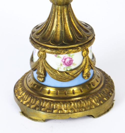 fig 6. Antique Pair French Ormolu Mounted Sevres Porcelain Tazzas 19th C