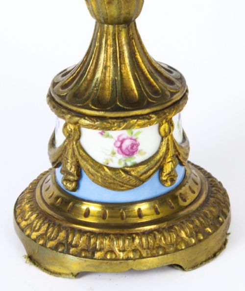 fig 7. Antique Pair French Ormolu Mounted Sevres Porcelain Tazzas 19th C