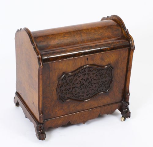 Antique Victorian Burr Walnut Music Canterbury Magazine Rack 19th C
