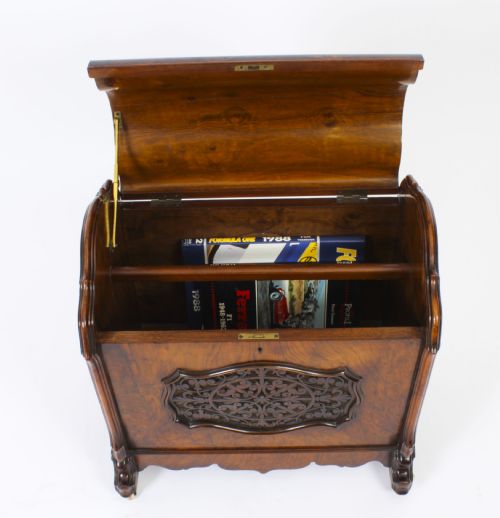 fig 1. Antique Victorian Burr Walnut Music Canterbury Magazine Rack 19th C