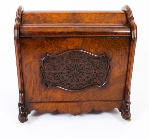 fig 2. Antique Victorian Burr Walnut Music Canterbury Magazine Rack 19th C