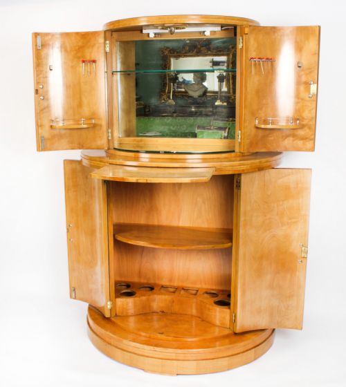 fig 2. Antique Art Deco Satinwood Cocktail Cabinet by Hille & Glassware C1920