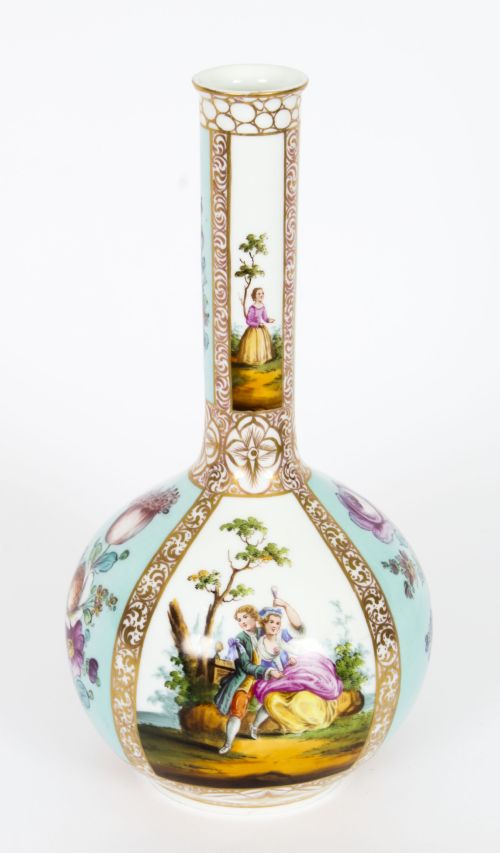 fig 1. Antique Pair Helena Wolfsohn Dresden Porcelain Vases Provenance 19th C