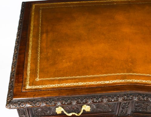 fig 3. Antique Edwardian Serpentine Kneehole Desk Circa 1900