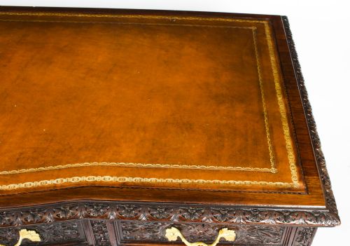 fig 4. Antique Edwardian Serpentine Kneehole Desk Circa 1900