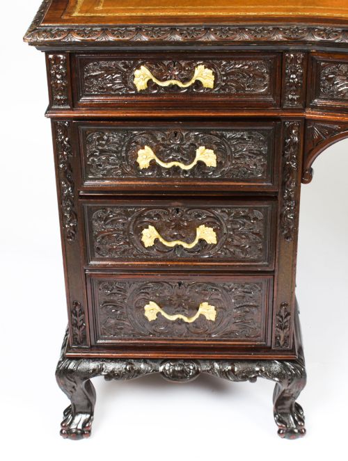 fig 5. Antique Edwardian Serpentine Kneehole Desk Circa 1900
