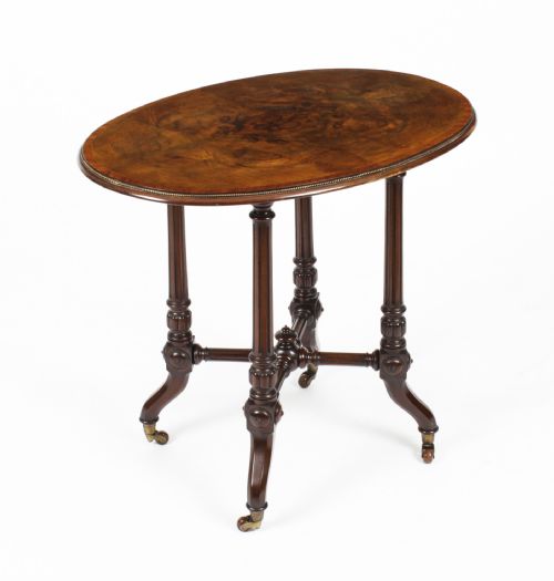 Antique Victorian Burr Walnut Oval Occasional Table 19th Century
