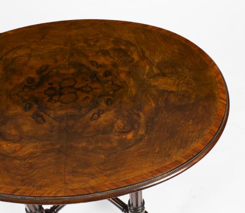 fig 4. Antique Victorian Burr Walnut Oval Occasional Table 19th Century