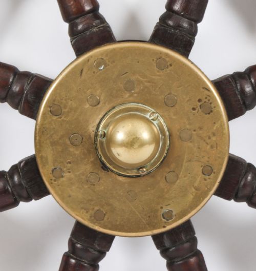 fig 1. Antique 74cm Oak and Brass Set 8-Spoke Ships Wheel C 1880 19th Century
