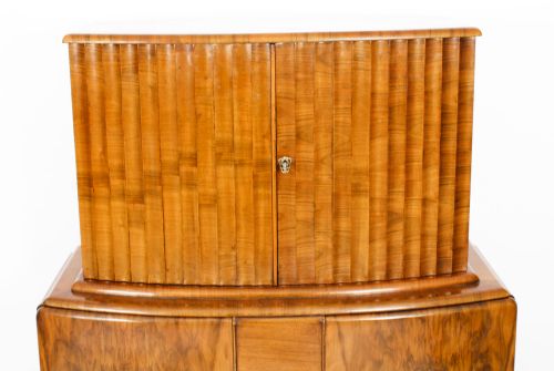 fig 2. Antique Art Deco Burr Walnut Half Moon Cocktail Bar c.1920