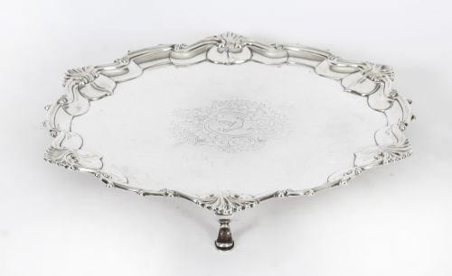 fig 1. Antique English Victorian Silver Plated Salver 19th Century
