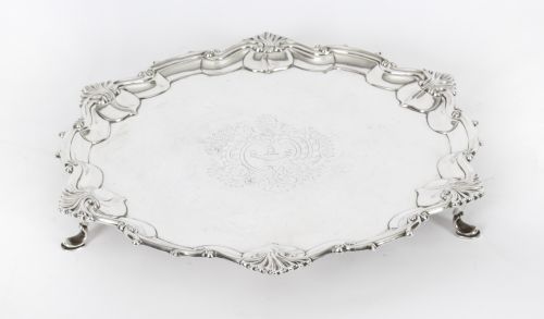 fig 2. Antique English Victorian Silver Plated Salver 19th Century

