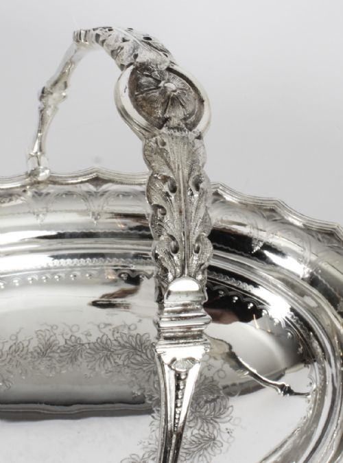 ANTIQUE VICTORIAN SILVER PLATED FRUIT BASKET 19TH CENTURY - ADDITIONAL PHOTO 7