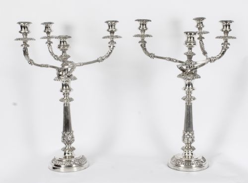 Antique Pair 25 Inch George III Four Light Candelabra Matthew Boulton 18th C
