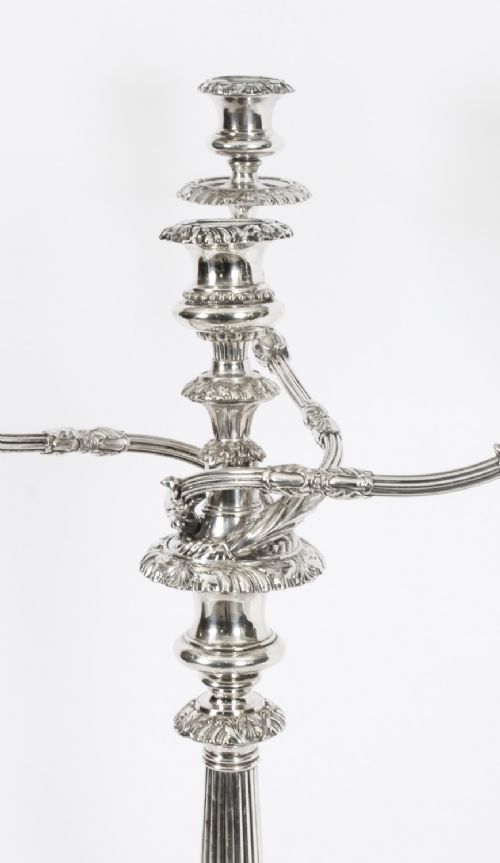 fig 4. Antique Pair 25 inch George III Four Light Candelabra Matthew Boulton 18th C
