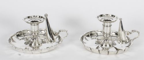 Antique Pair Silver Plated Chamber Candlesticks C1840 19th C
