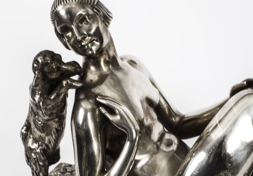 fig 2. Antique Art Deco Silvered Bronze by Germaine Oury Desruelles Circa 1920
