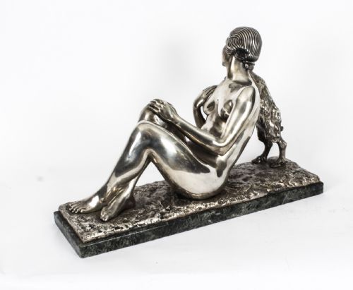fig 3. Antique Art Deco Silvered Bronze by Germaine Oury Desruelles Circa 1920
