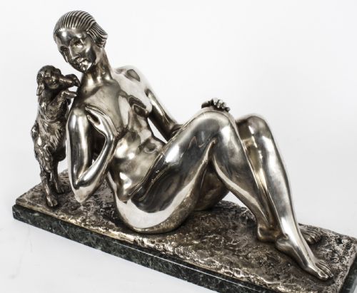 fig 4. Antique Art Deco Silvered Bronze by Germaine Oury Desruelles Circa 1920
