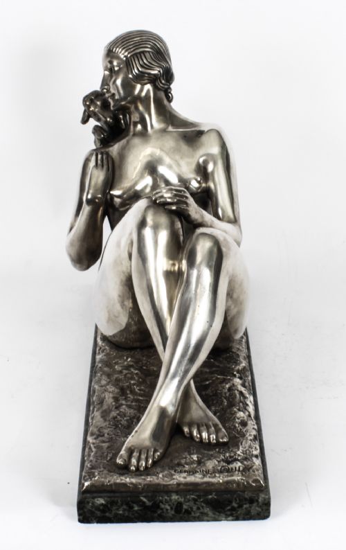 fig 5. Antique Art Deco Silvered Bronze by Germaine Oury Desruelles Circa 1920

