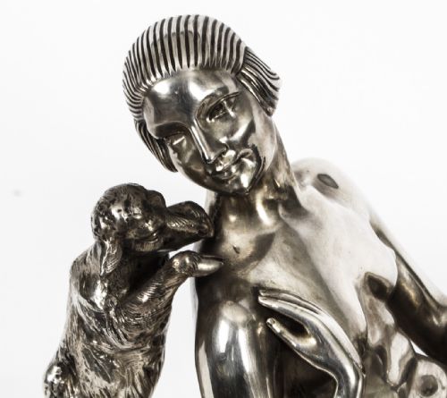 fig 6. Antique Art Deco Silvered Bronze by Germaine Oury Desruelles Circa 1920
